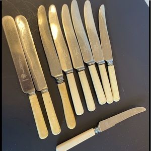 Antique Knives Celluloid? Handle Stainless Blade ~Lot Of 9